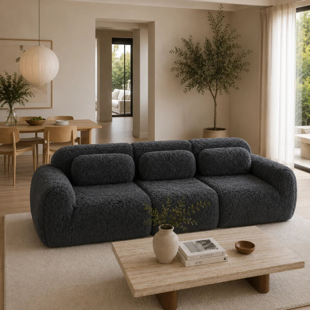 Canapé scandinave lounge en tissu peluche | ORSEN