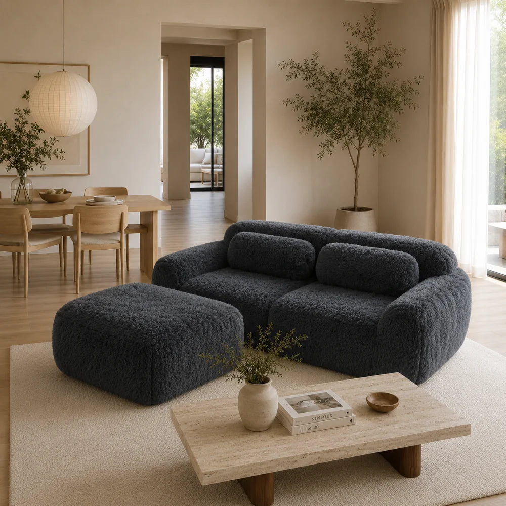 Canapé scandinave lounge en tissu peluche | ORSEN