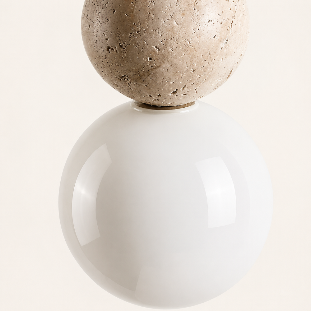 Suspension design nordique travertin & bois | Eiken