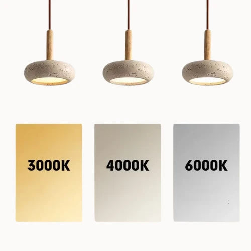 Suspension en Pierre naturelle de Travertin & Bois | Elys