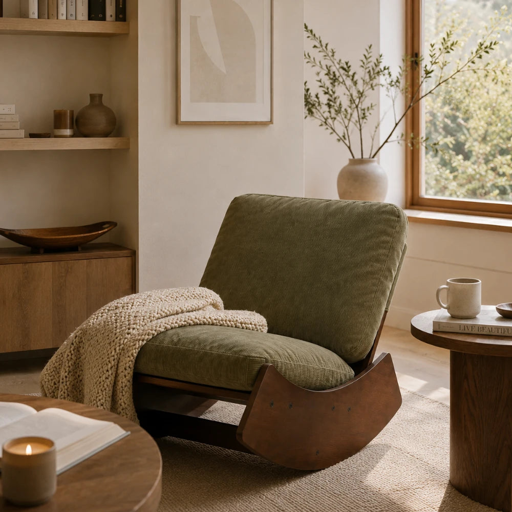 Fauteuil à bascule design scandinave en bois | OSKAR