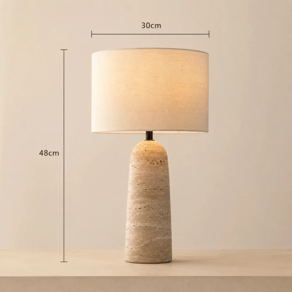 Lampe en travertin & tissu moderne | Freja