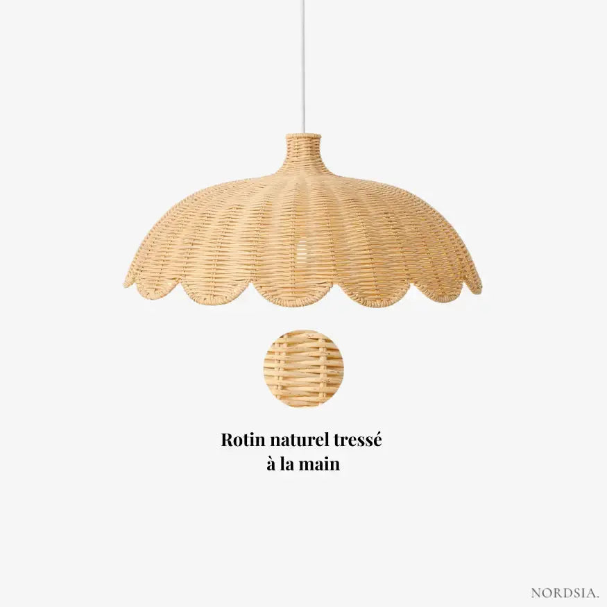 Suspension rotin naturel ondulé Ø 45 cm | Hedda NORDSIA