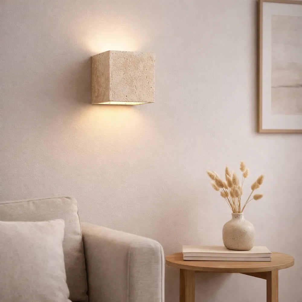 Applique Murale Design Scandinave en Travertin Naturel | Horten NORDSIA