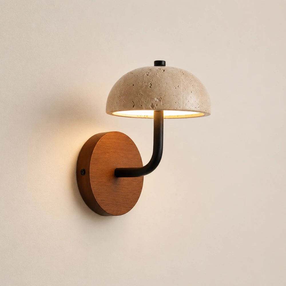 Applique murale design en travertin & bois | Ingrid