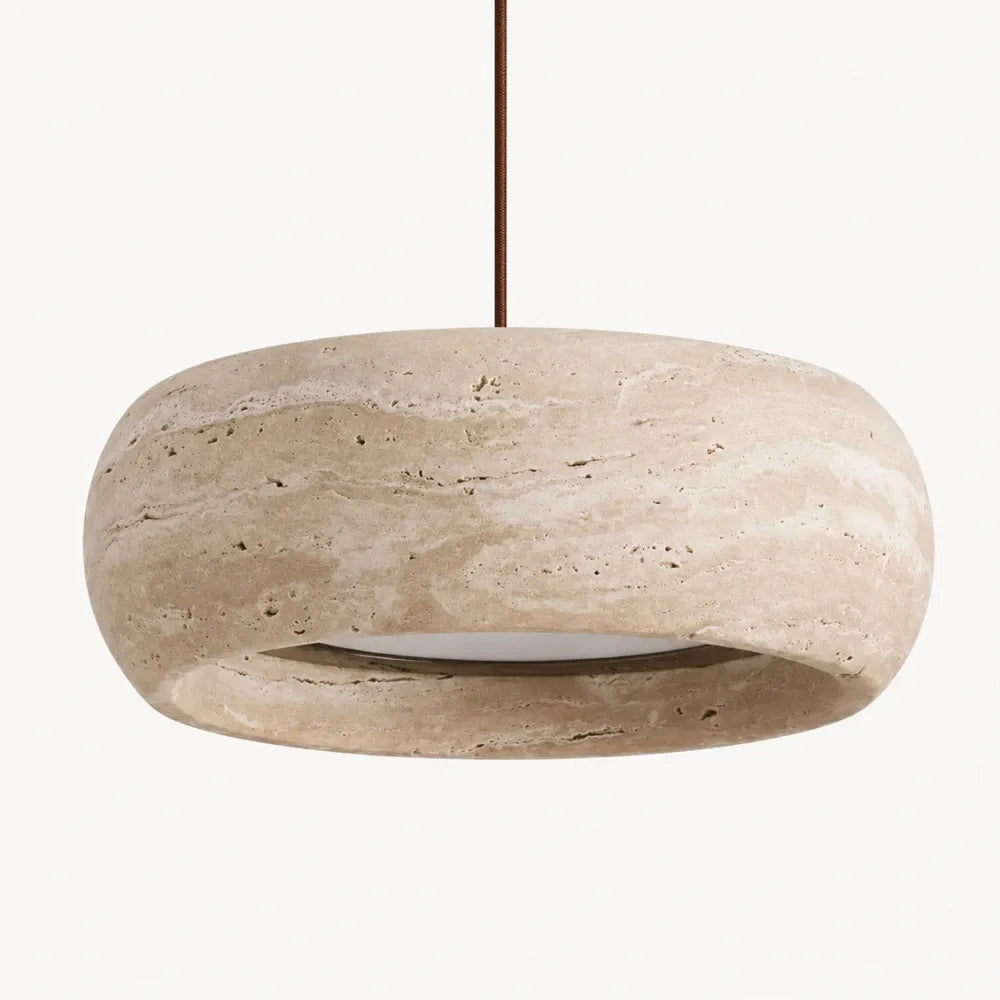 Suspension moderne en travertin authentique Ø 20 cm | Isla