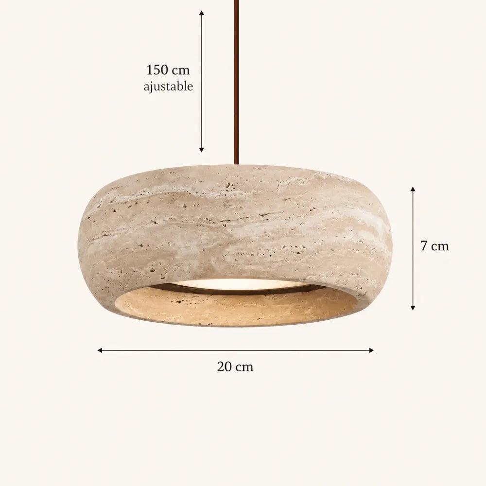 Suspension moderne en travertin authentique Ø 20 cm | Isla
