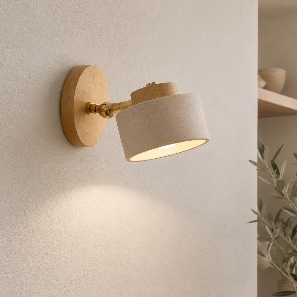 Applique murale travertin & bois | Kiven