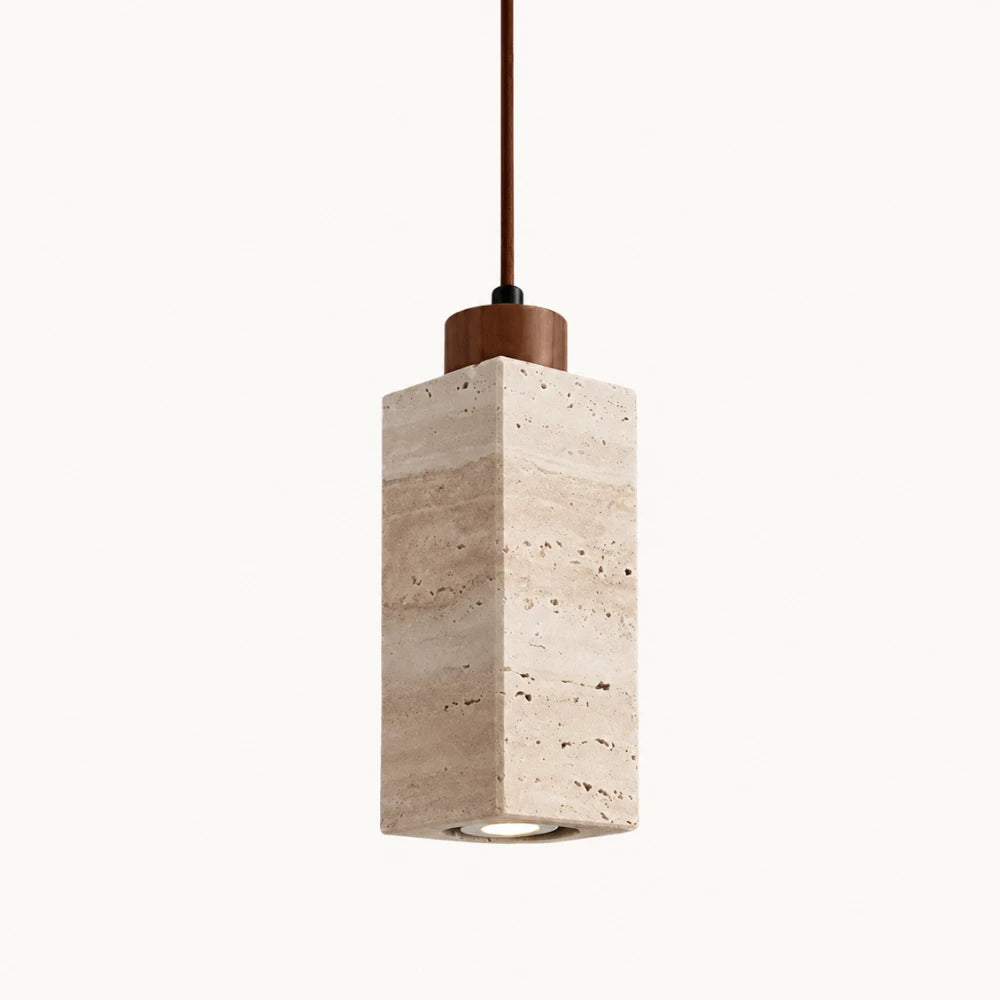 Suspension scandinave en travertin & bois | Koben