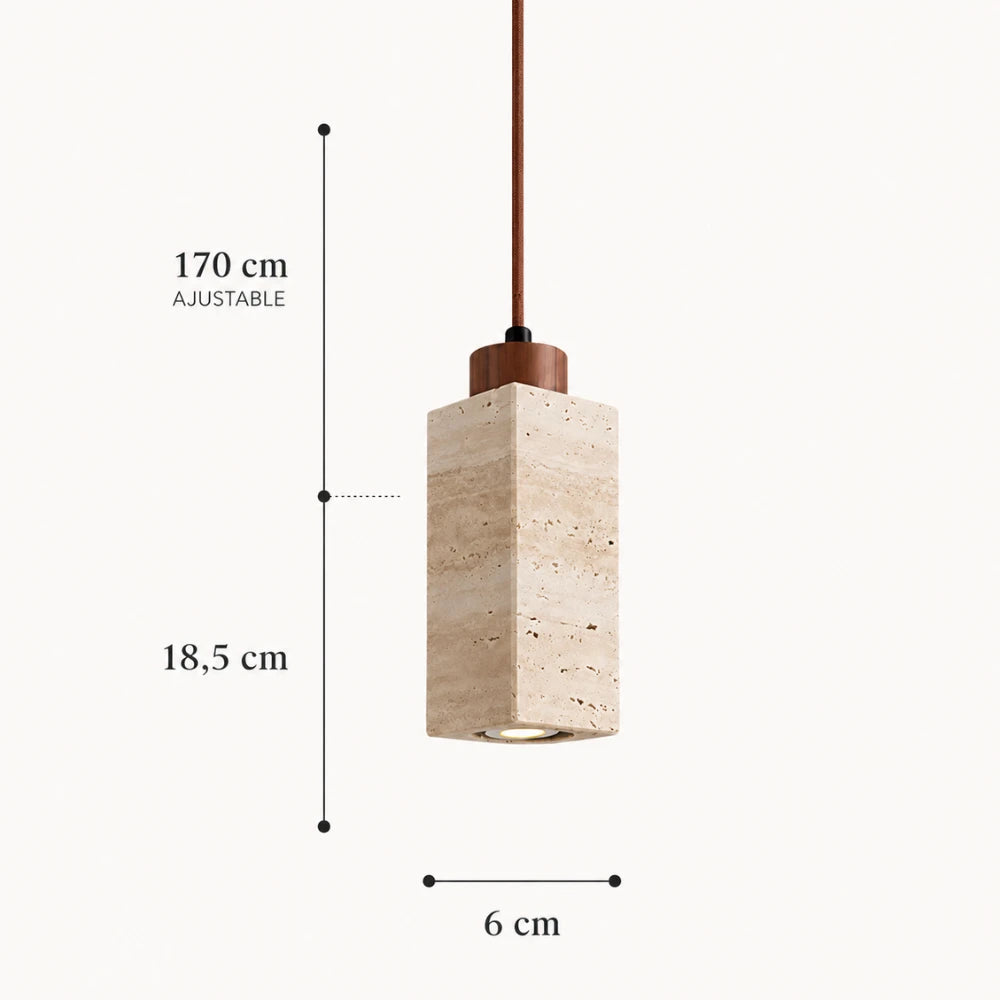 Suspension scandinave en travertin & bois | Koben