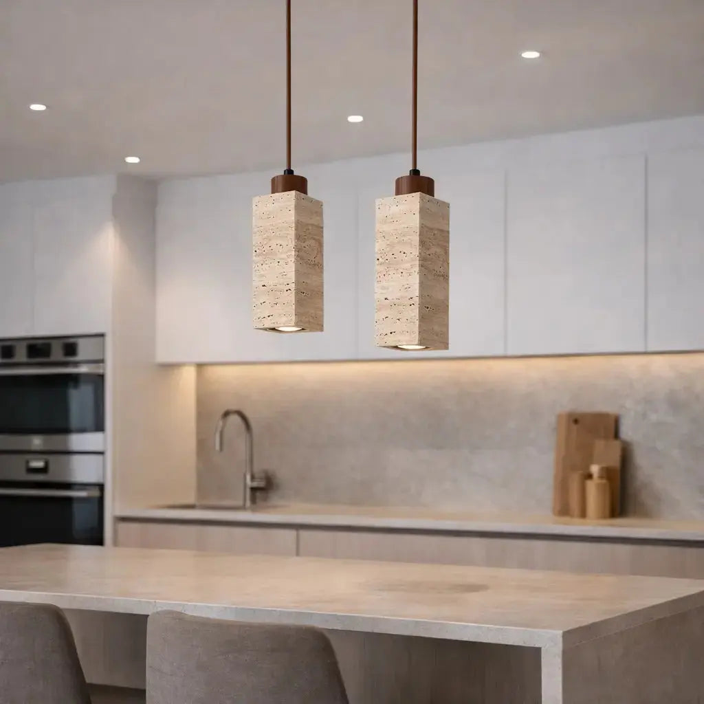 Suspension scandinave en travertin & bois | Koben NORDSIA