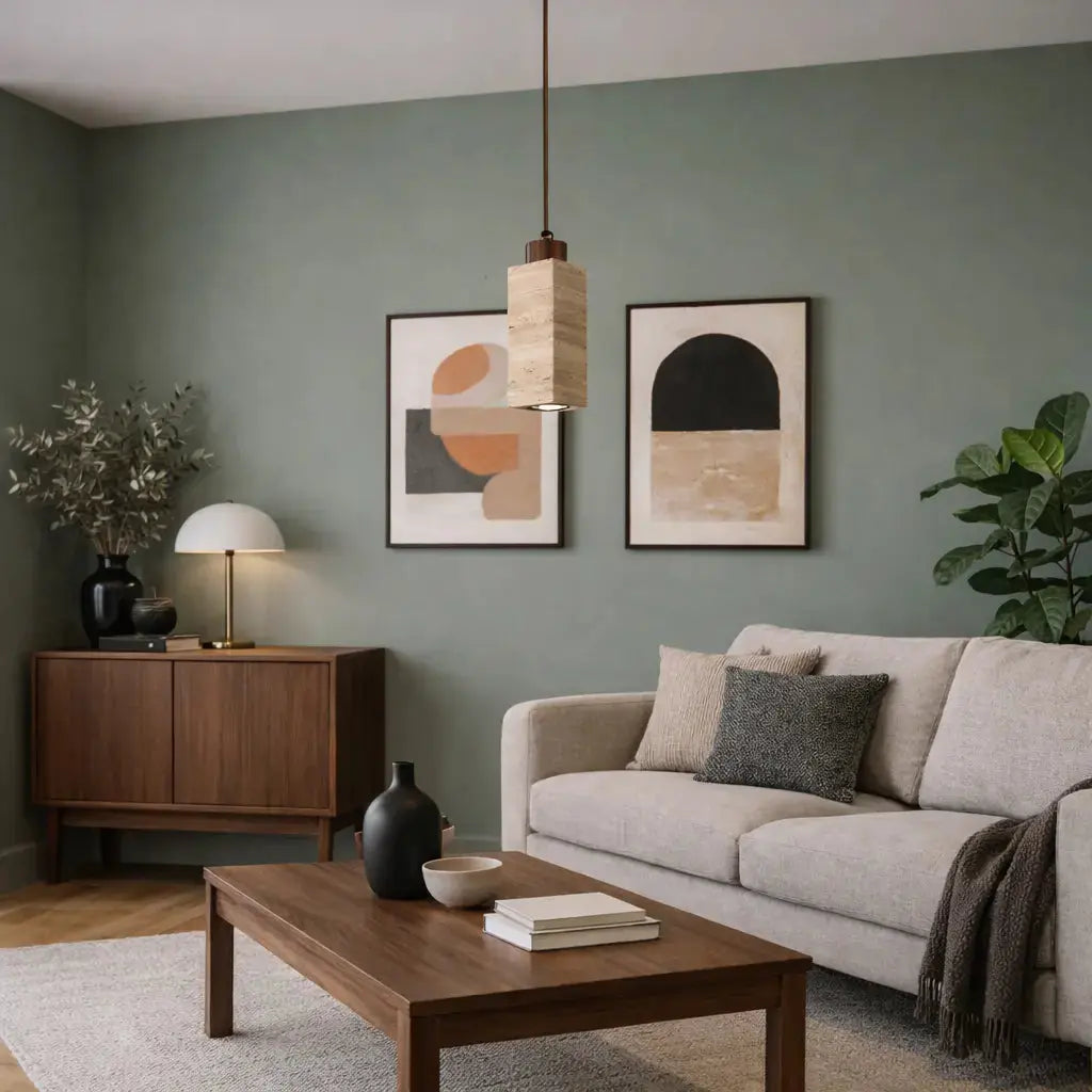 Suspension scandinave en travertin & bois | Koben NORDSIA