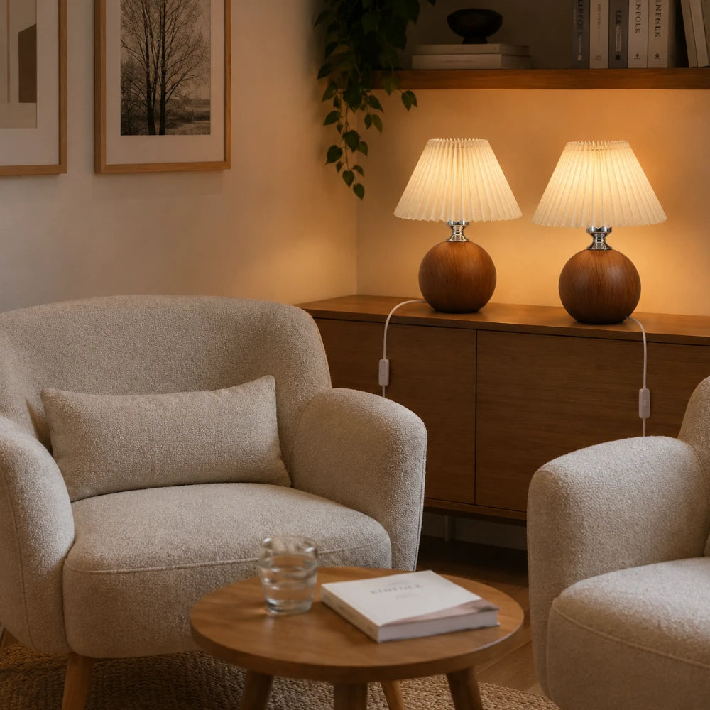 Lampe à poser bois & tissu  | Aeris