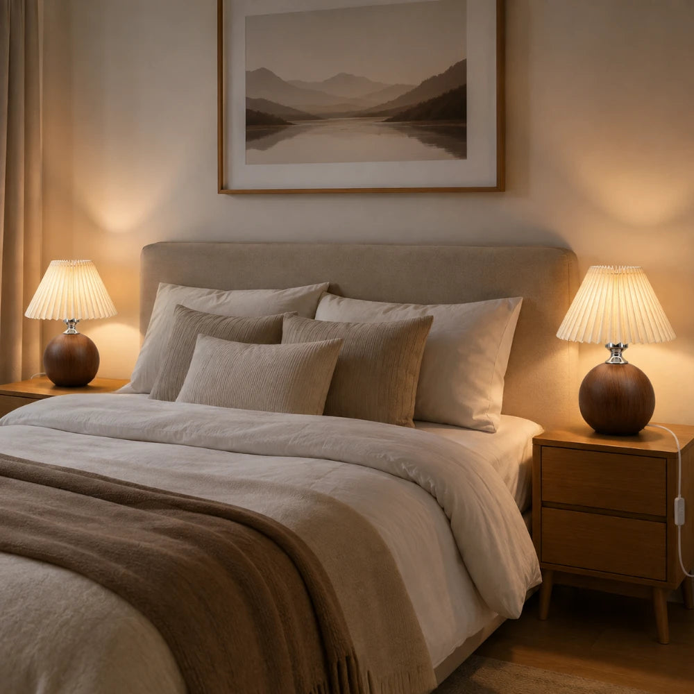 Lampe à poser bois & tissu  | Aeris