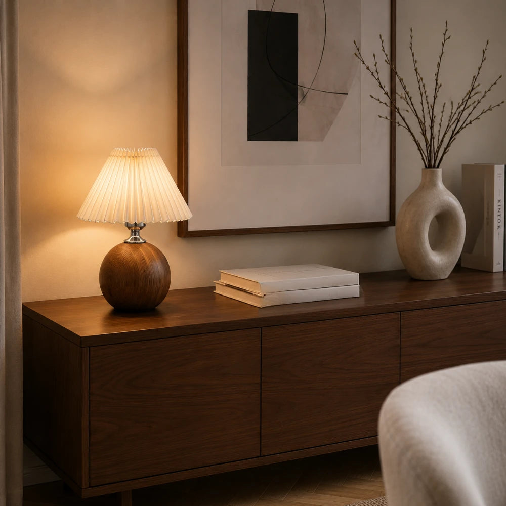 Lampe à poser bois & tissu  | Aeris