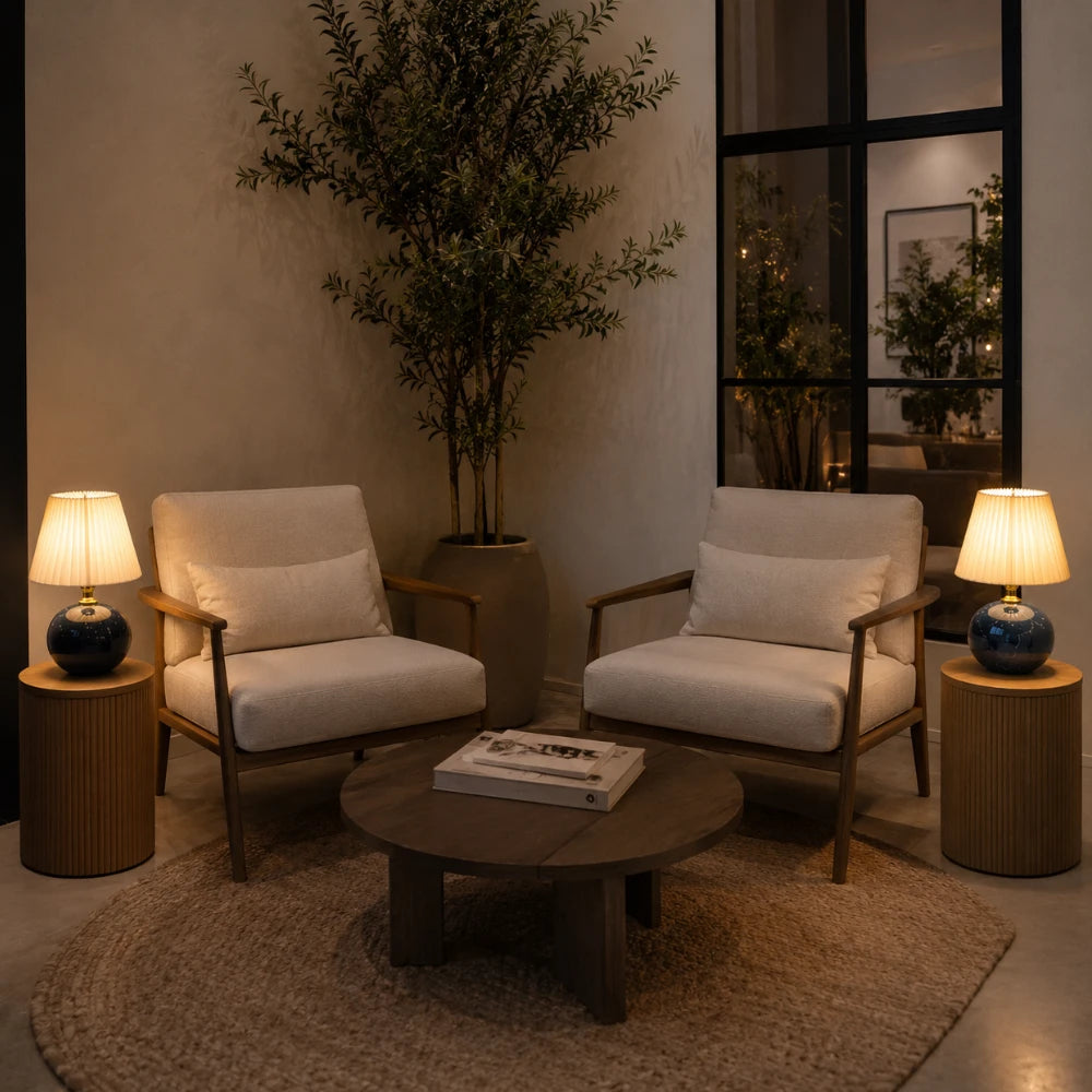 Lampe à poser céramique & tissu | Norvyn