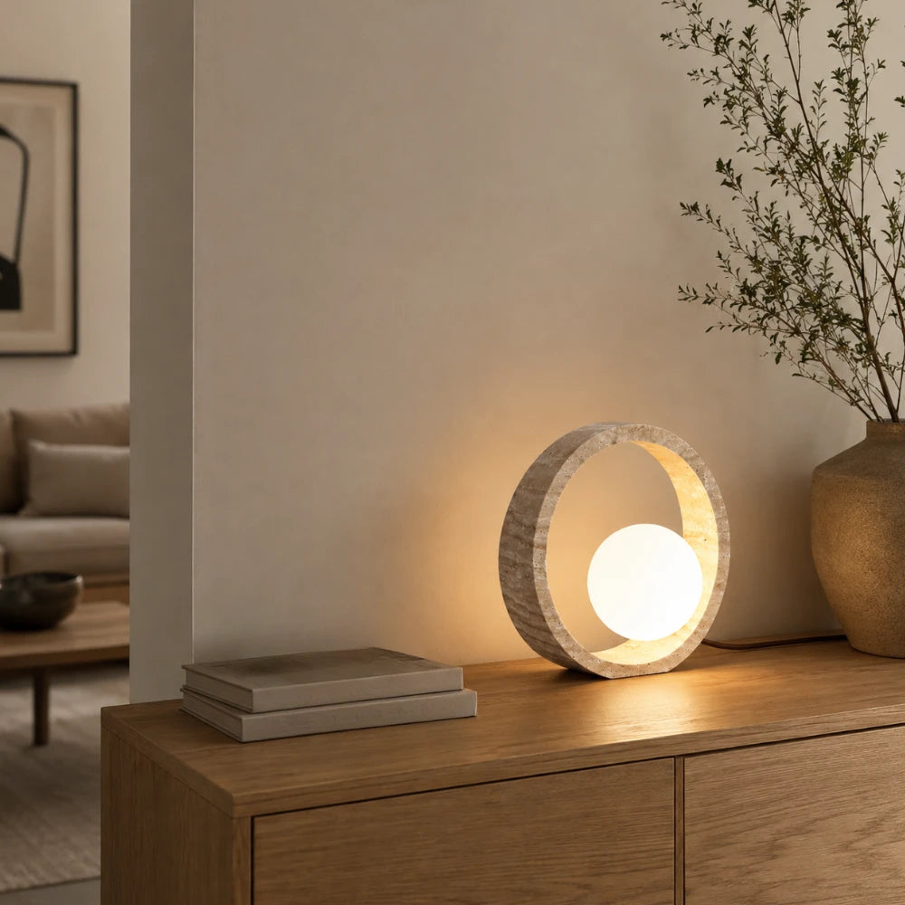 Lampe à poser travertin | Oria