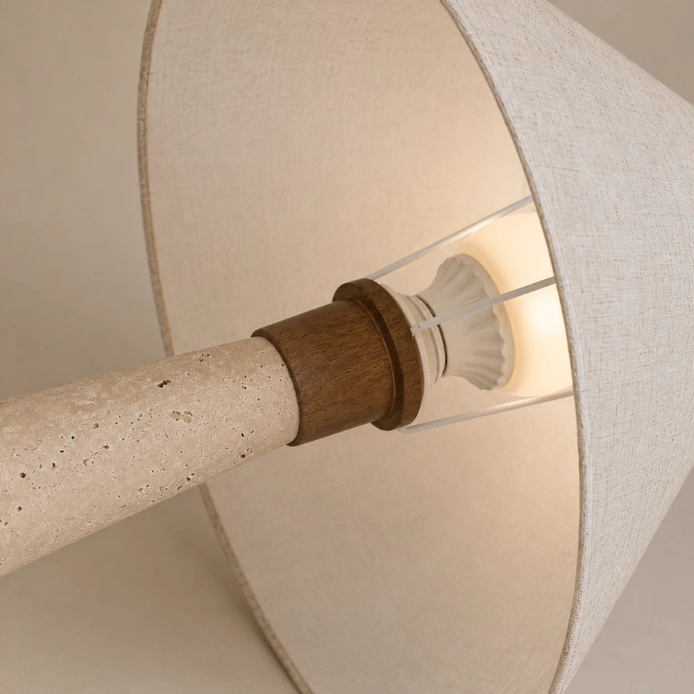 Lampe à poser travertin & tissu | Sila