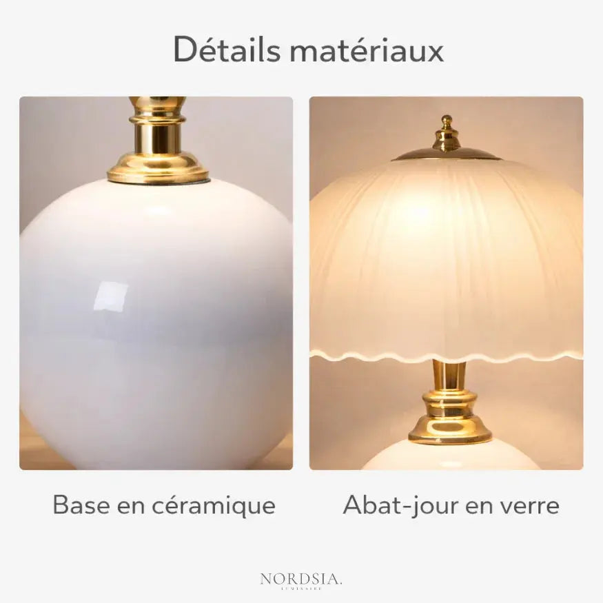 Lampe de chevet vintage en Céramique & Verre | Elvane NORDSIA
