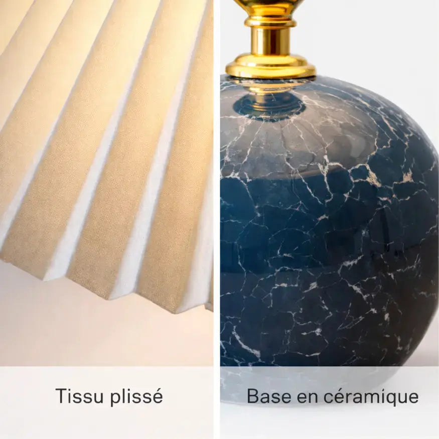Lampe de chevet en Céramique & Tissu plissé | Norvyn NORDSIA
