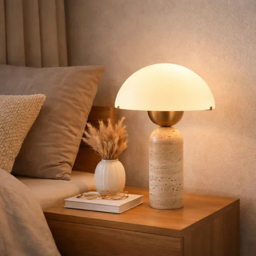 Lampe de chevet en Travertin & Verre | Asta