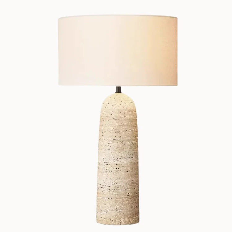 Lampe de chevet en Travertin & Tissu | Freja
