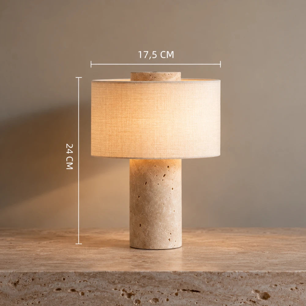 Lampe à poser travertin & tissu | Alba