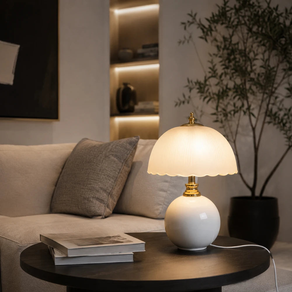 Lampe à poser en céramique & verre | Elvane