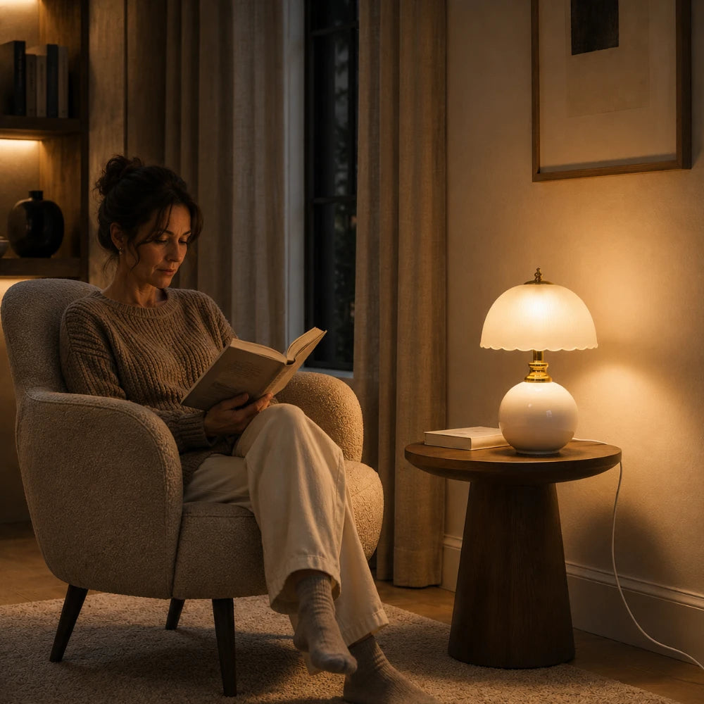Lampe à poser en céramique & verre | Elvane