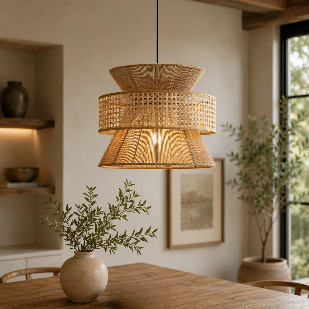 Suspension bambou & rotin naturel Ø 40 cm | Linnea