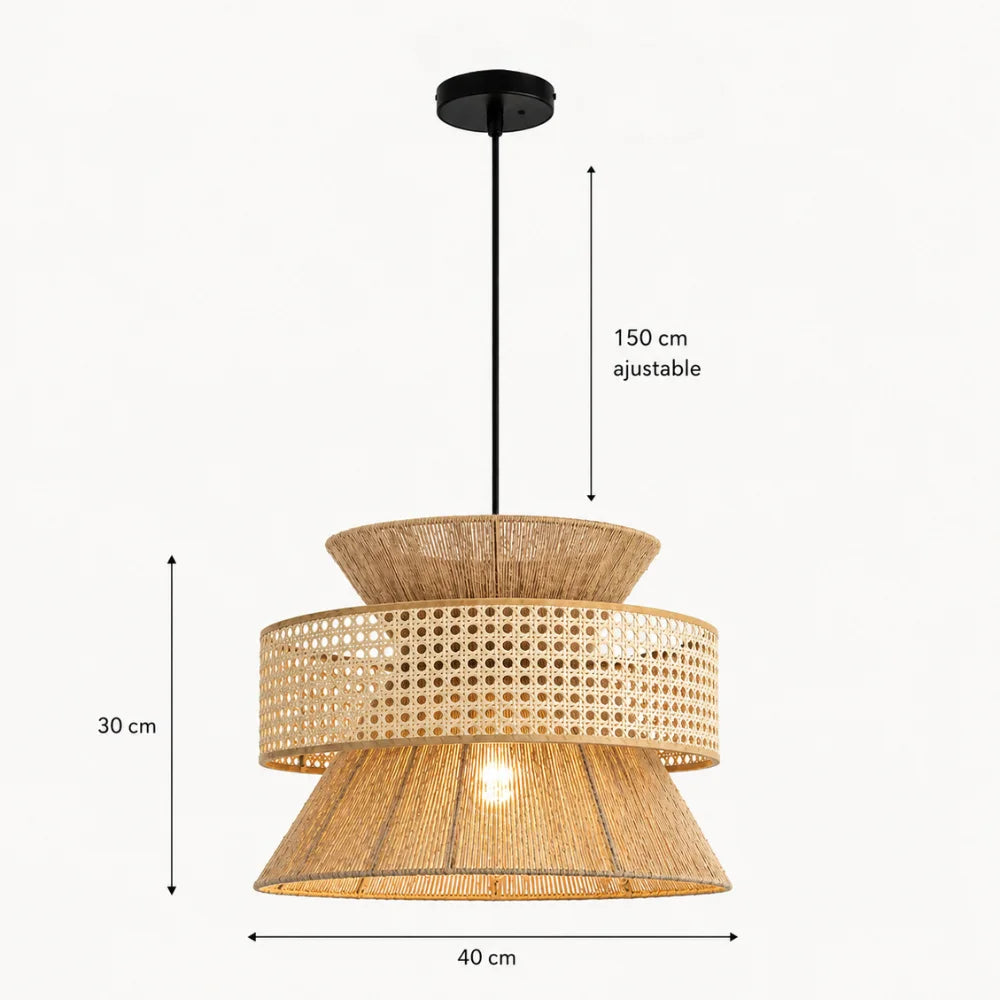 Suspension bambou & rotin naturel Ø 40 cm | Linnea