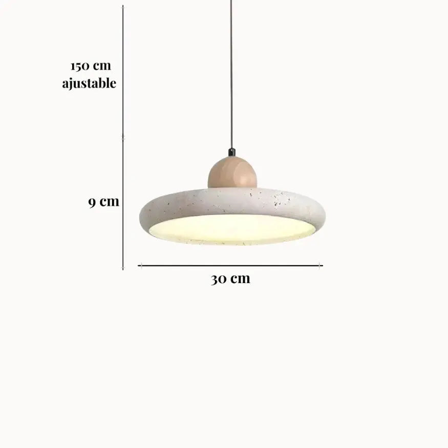 Suspension design scandinave en travertin & bois Ø 30 cm | Lyng NORDSIA