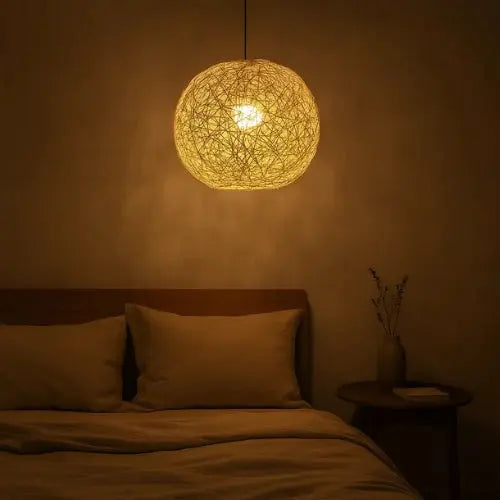 Suspension rotin & bambou design sphérique Ø 30 cm | Liora NORDSIA