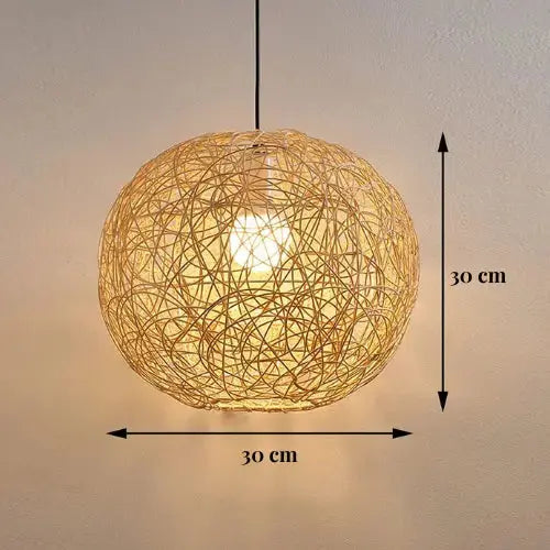Suspension rotin & bambou design sphérique Ø 30 cm | Liora NORDSIA