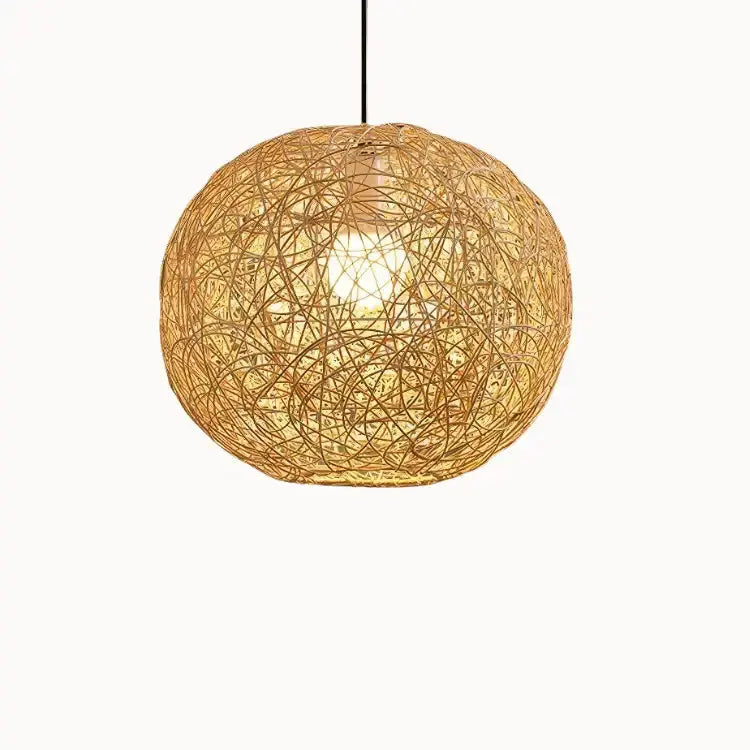 Suspension rotin & bambou design sphérique Ø 30 cm | Liora NORDSIA