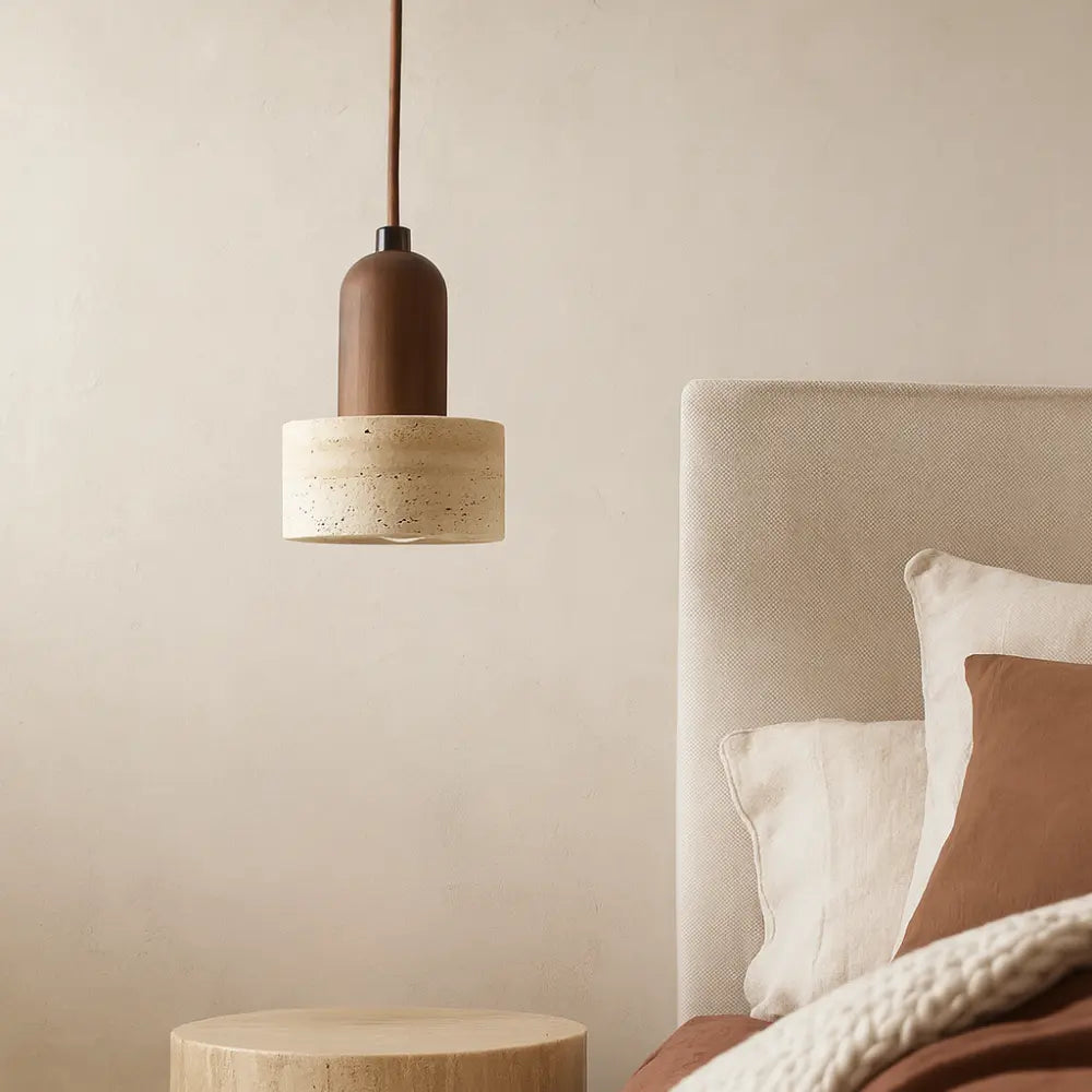 Suspension en Pierre naturelle de Travertin & Bois | Løvik