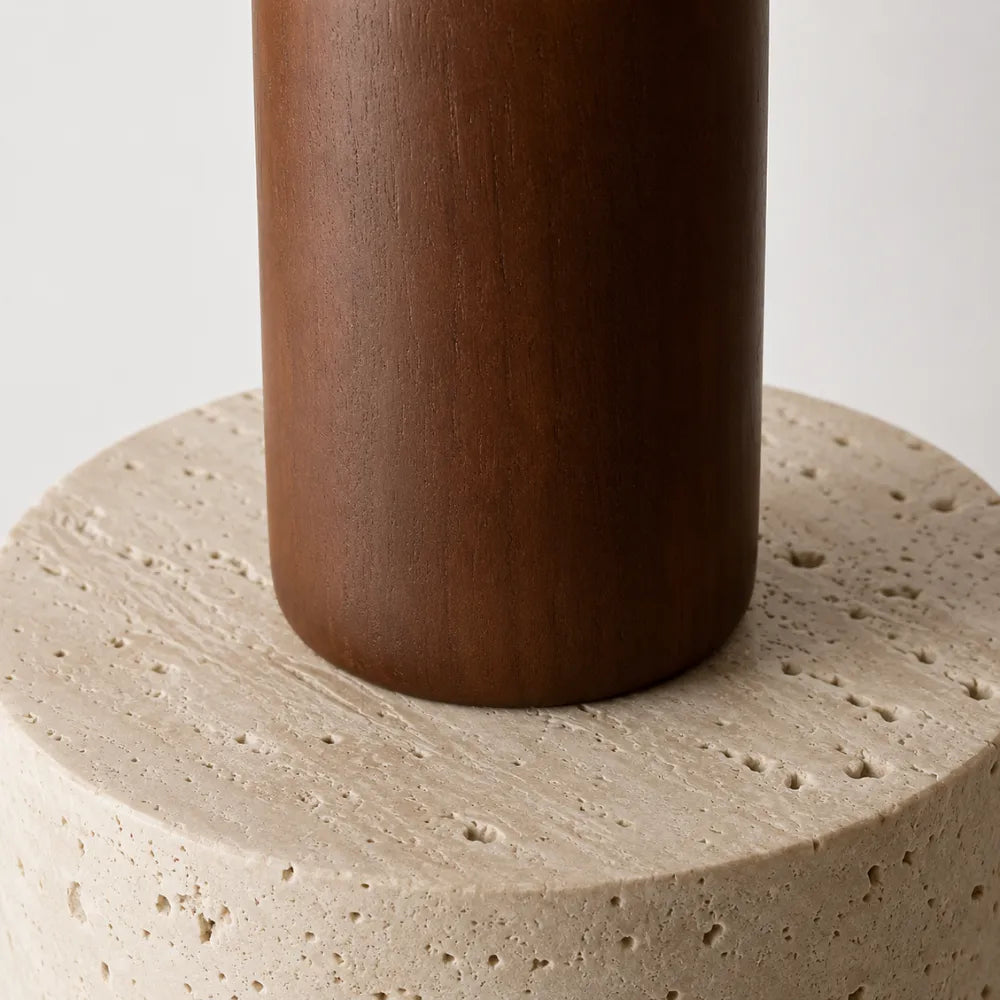 Suspension en travertin & bois design épuré | Løvik