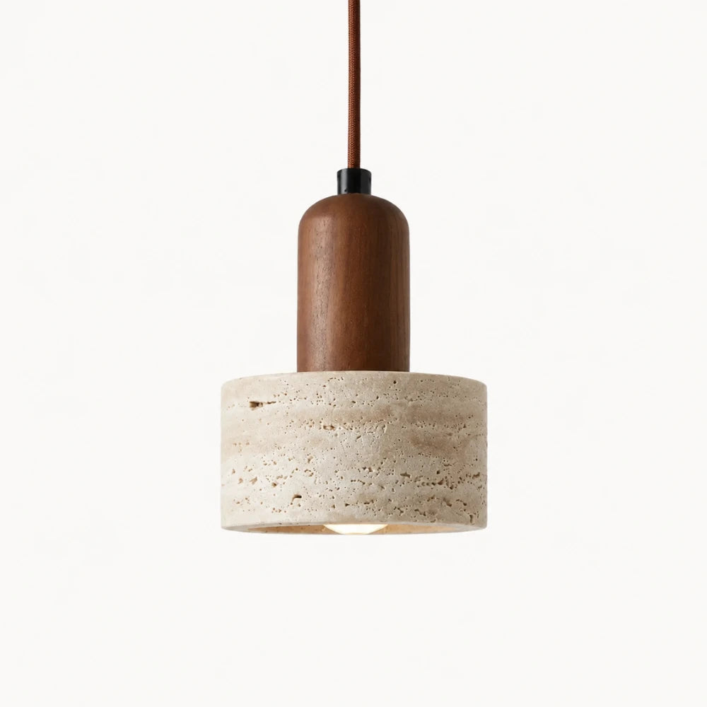 Suspension en travertin & bois design épuré | Løvik