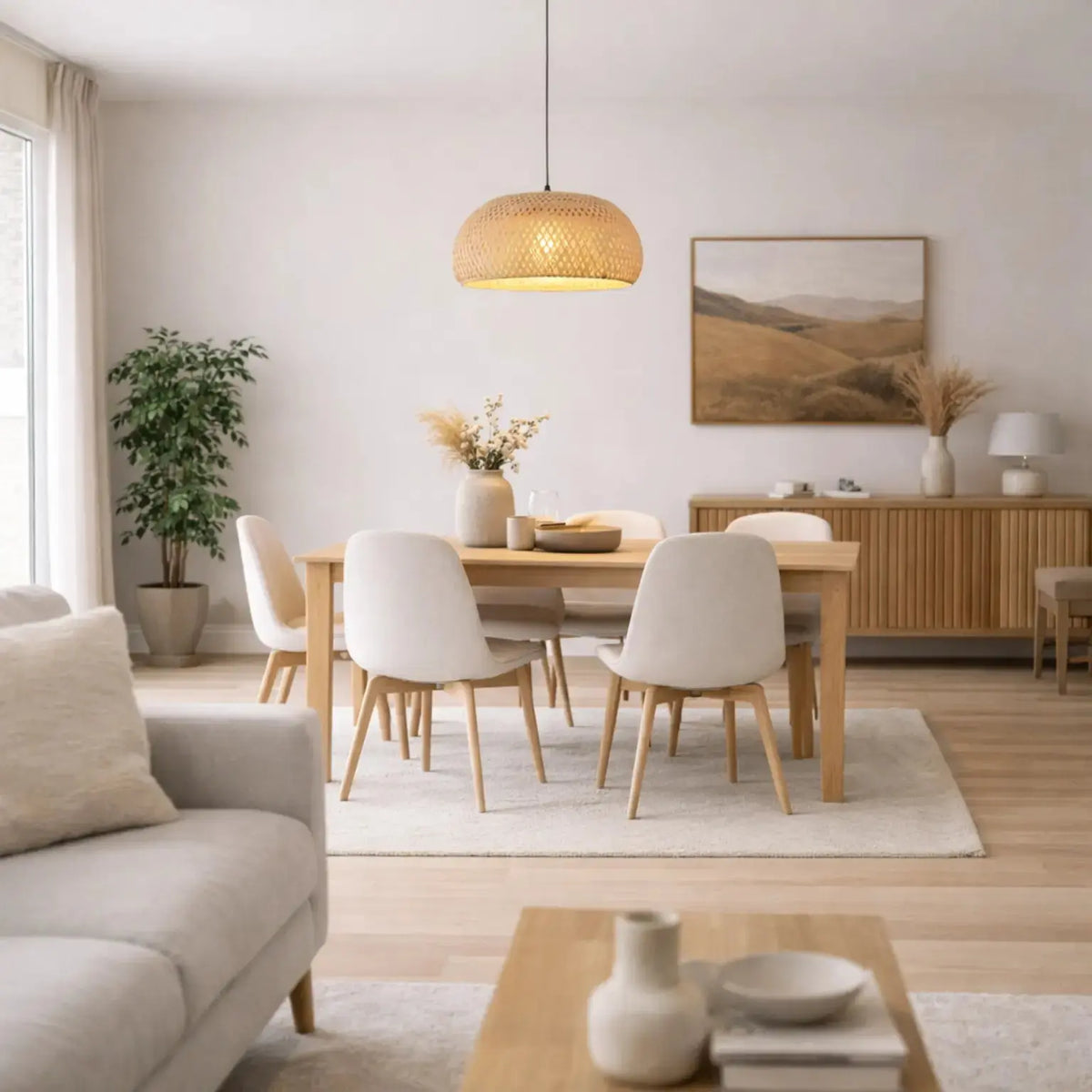 Suspension scandinave en bambou Ø 30 cm | Lumea NORDSIA