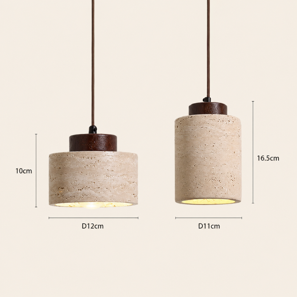 Suspension en travertin & bois design minimaliste | Lumi