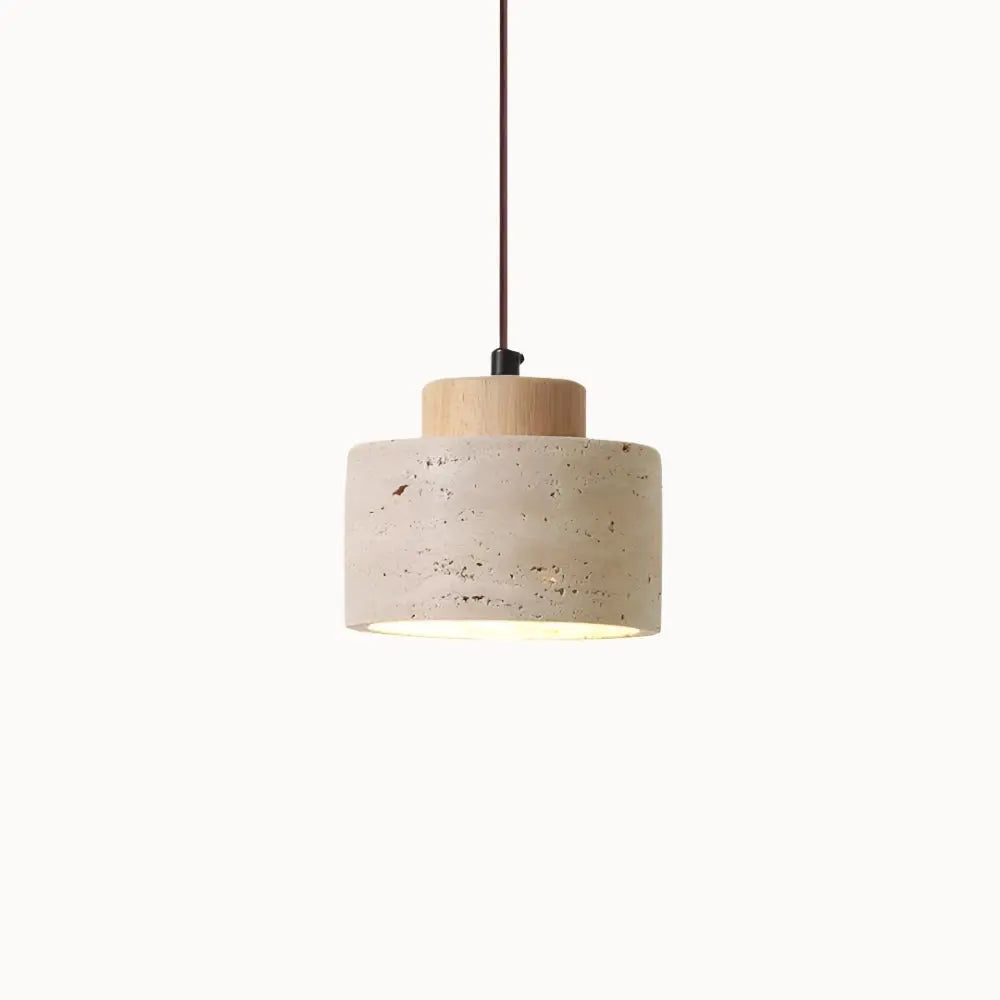 Suspension design moderne en pierre de travertin & bois | Lumi NORDSIA