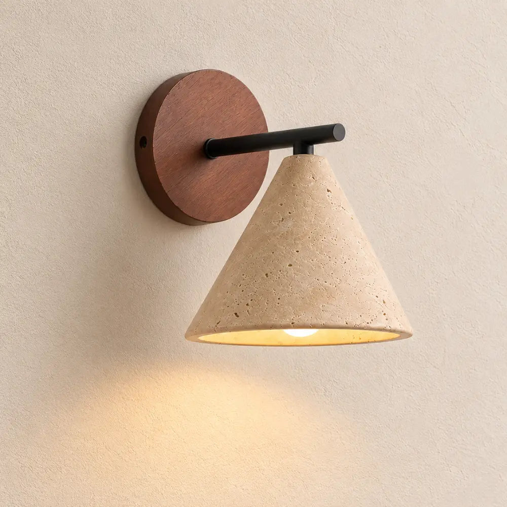Applique murale design scandinave en travertin & bois | Lyra