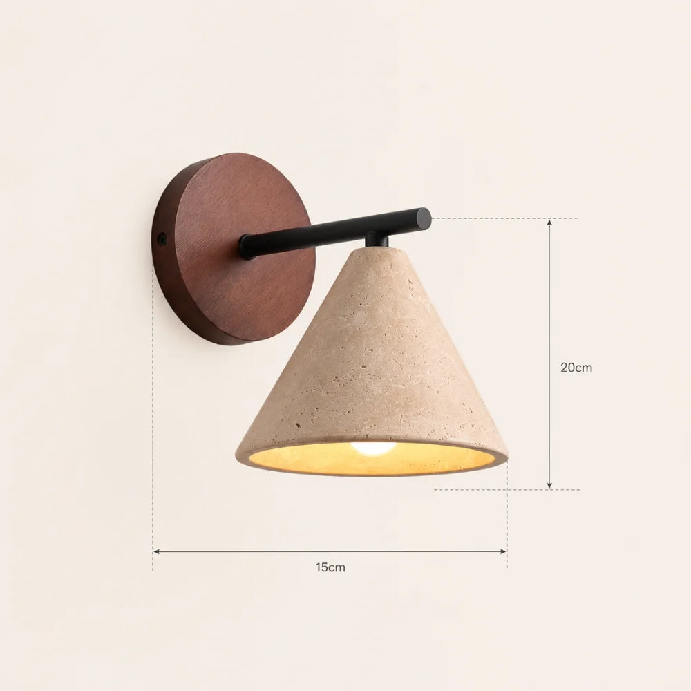 Applique murale design scandinave en travertin & bois | Lyra