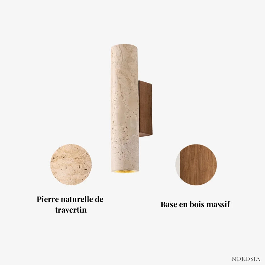 Applique murale en Travertin & Bois | Mysen