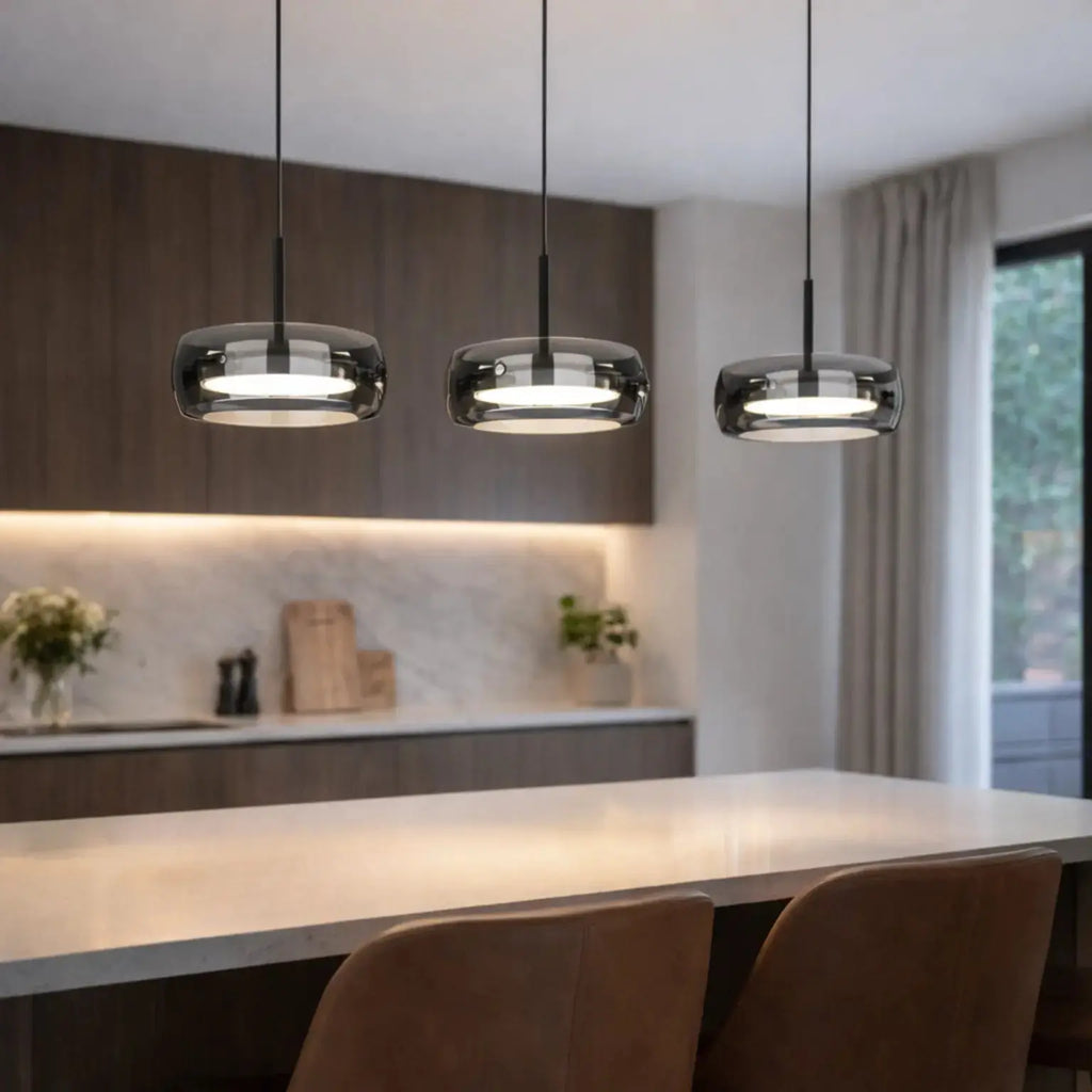 Suspension en verre fumé moderne Ø 20 cm | Naela NORDSIA