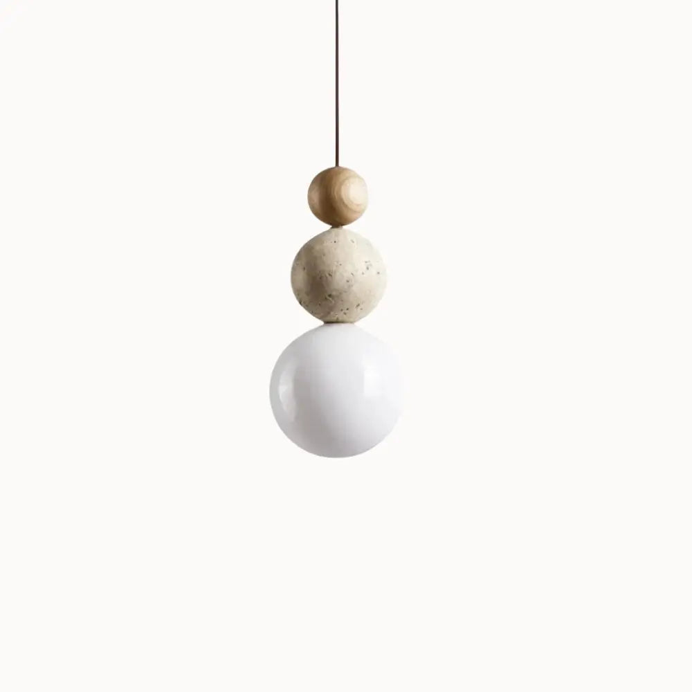 Suspension design nordique en pierre de travertin & bois | Eiken NORDSIA
