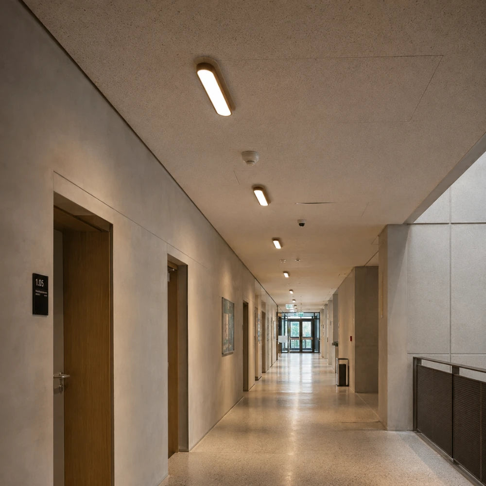 Plafonnier LED travertin & bois | Soraï