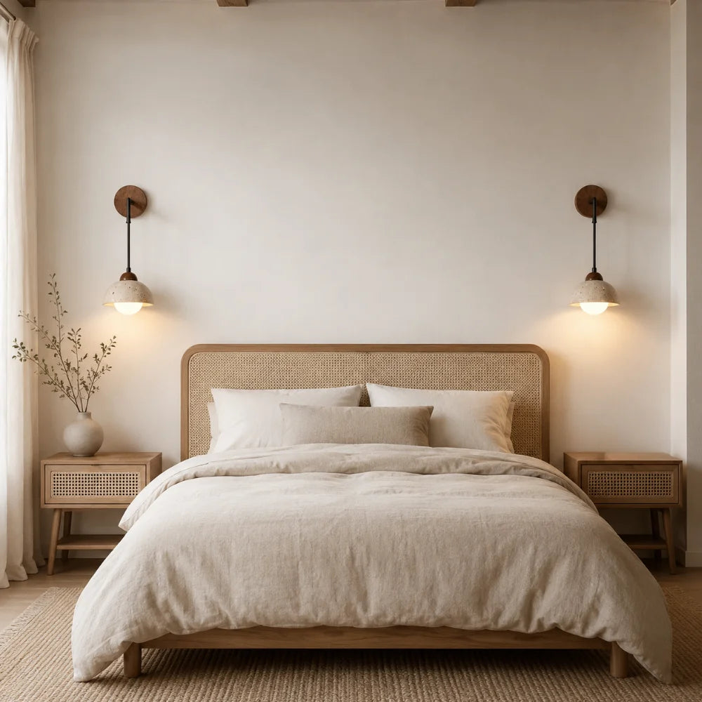 Applique murale moderne en travertin & bois | Porva