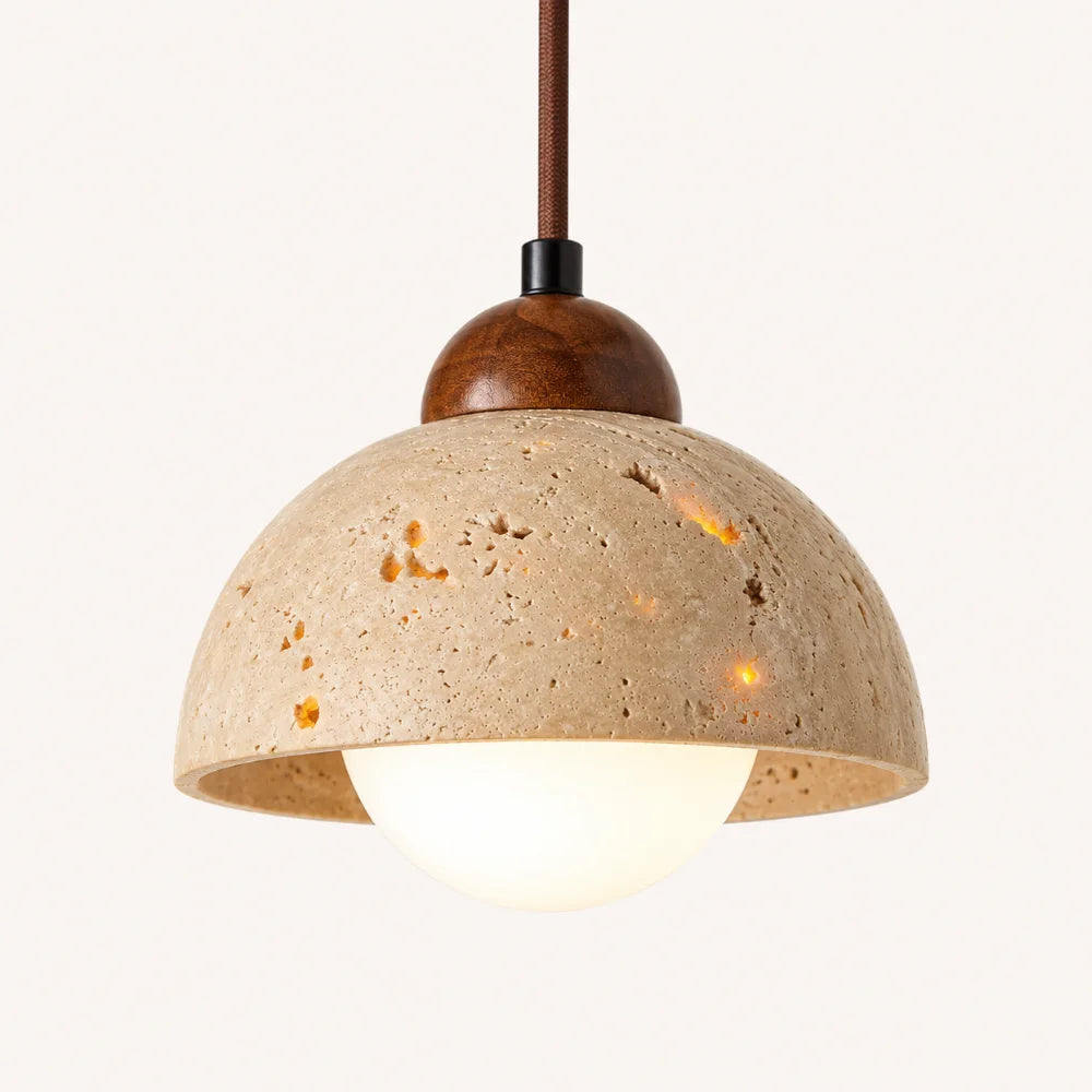 Suspension design nordique en travertin & Bois | Porvoo