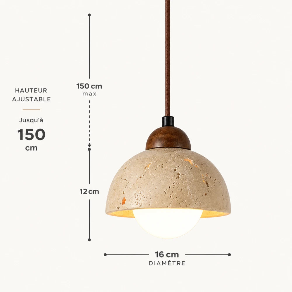 Suspension design nordique en travertin & Bois | Porvoo